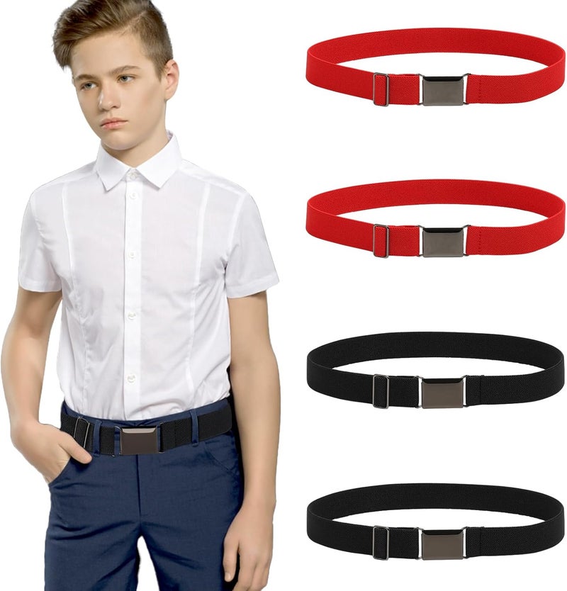 Kajeer Kids Belts 2 Pack for Boys Girls Elastic,Adjustable Silver Square Buckle Boy Toddler Belt for School Uniforms Causal - Image 1